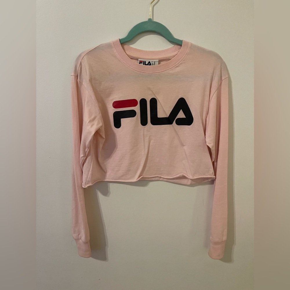 Long sleeve pink Fila crop top